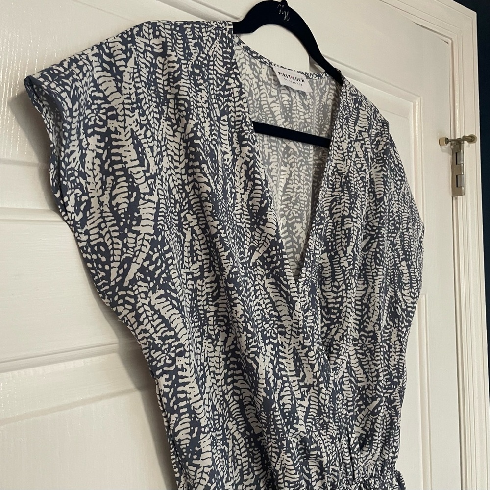 First Love By Lovelyn Jumpsuit Slate Blue and White - Picture 7 of 12